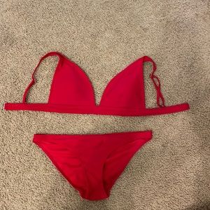 red swimsuit